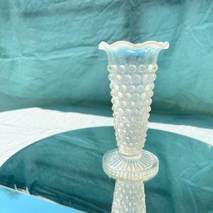 Hobnail White Clear Small Vase